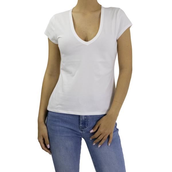 T shirt scollo a V tinta unita 